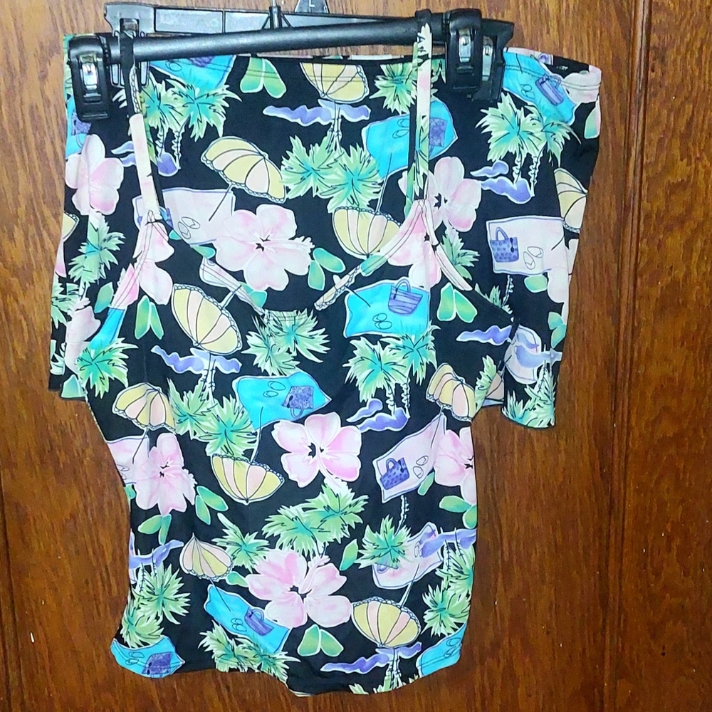 HOST PICK Vintage Kathy Ireland Tropical Print Tankini Swimsuit